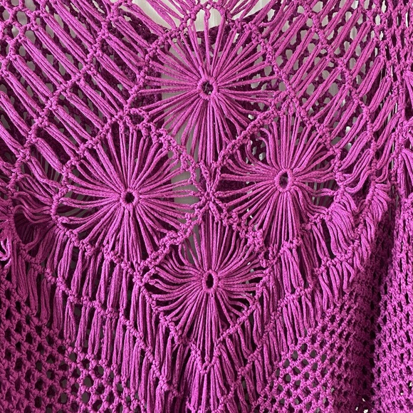 Raspberry Pink Crochet Fringe Jacket 1X - Picture 7 of 7